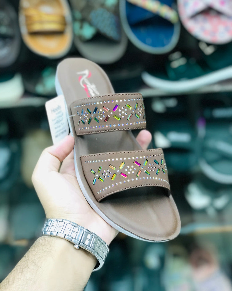 Double strap slippers for ladies