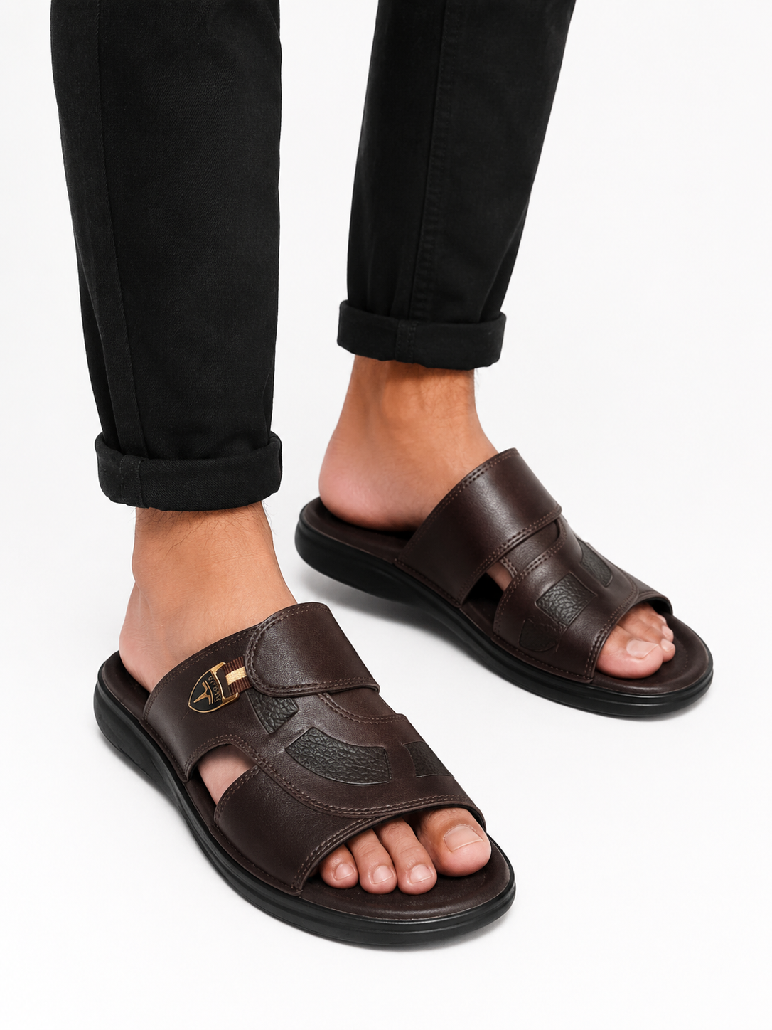Waterproof premium Leather Slides
