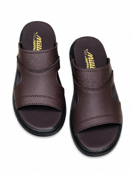 Leather Men's Comfort Slides – Black and Brown